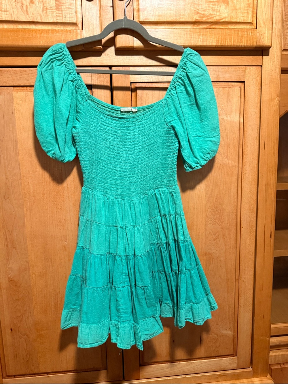Altar’d State Puff Sleeve Smocked Tiered Mini Dress